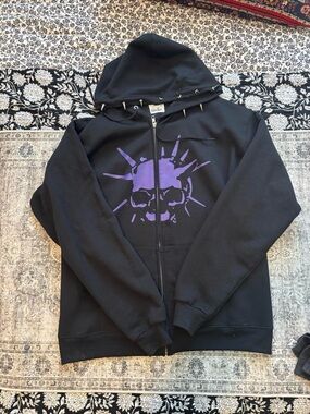 Goth spiked black and purple In the Morgue Hoodie